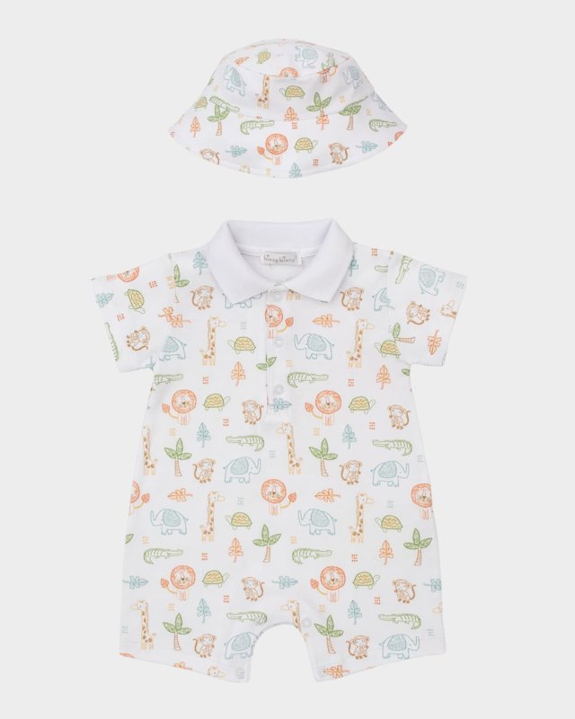 Boy's Jungle Adventure Playsuit & Hat Set, Size 3M-18